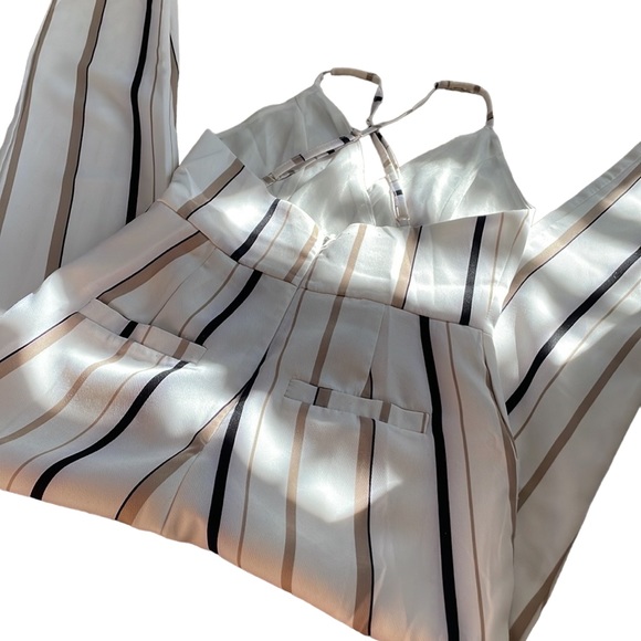 2/$30 Missguided White Striped Jumpsuit - Picture 4 of 5
